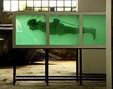 'When he was ruling Iraq, Saddam Hussein fed his enemies to the sharks. Now Czech artist David Cerny has created this shark-like 'statue' of a captive Saddam.'