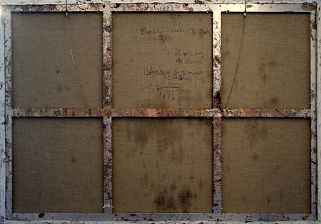 Marc Mulders, achterkant van schilderij in etalage galerie Borzo, Amsterdam
